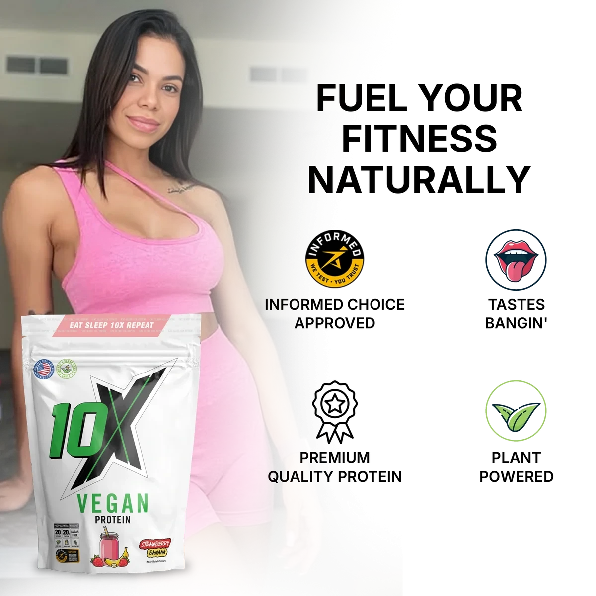 10x Athletics 100% VEGUN PROTEIN 580 GRAM CHOCOLATE STRAWBERRY 20G PROTEIN PER SCOOP