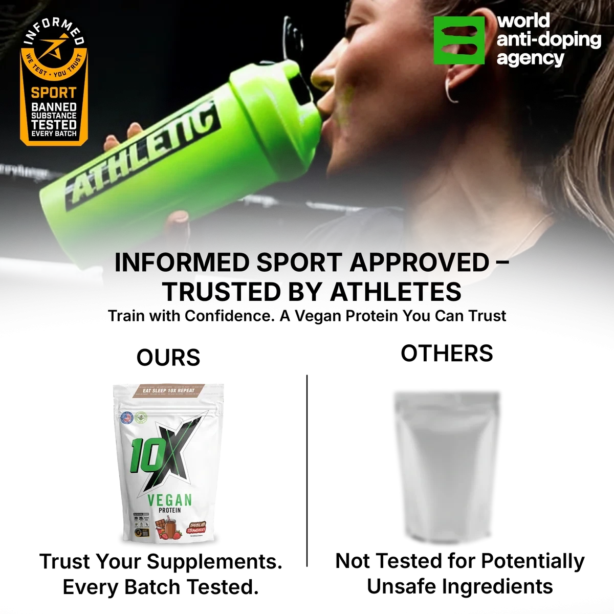 10x Athletics 100% VEGUN PROTEIN 580 GRAM CHOCOLATE STRAWBERRY 20G PROTEIN PER SCOOP