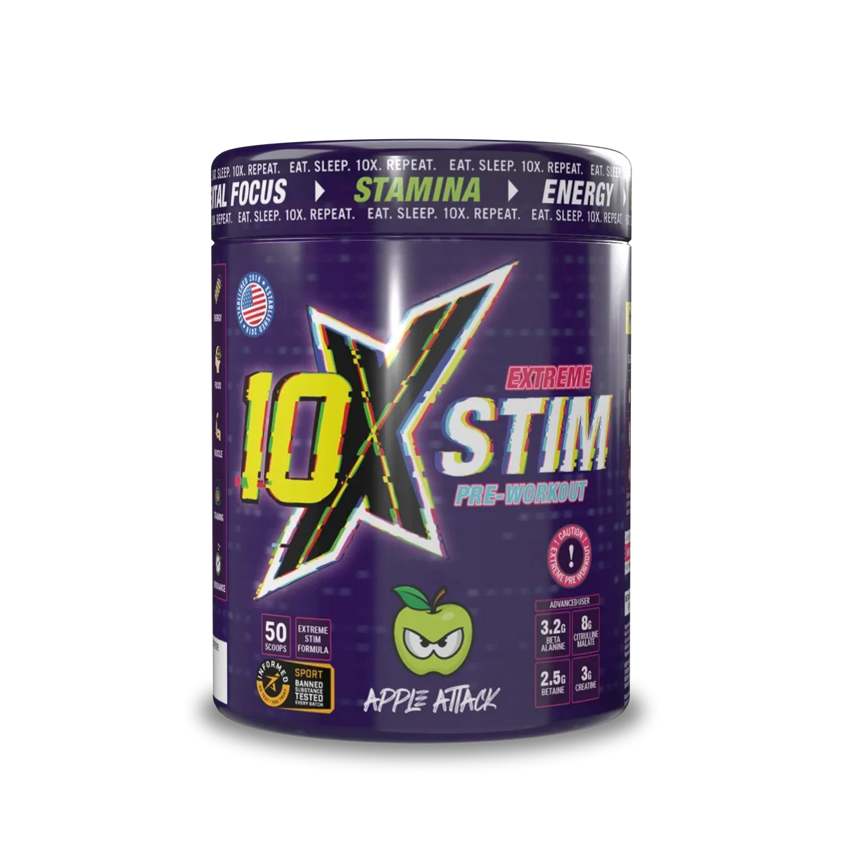 10x Athletics Pre-Workout 600 Gram 12g Per Scoop, 50 Servings