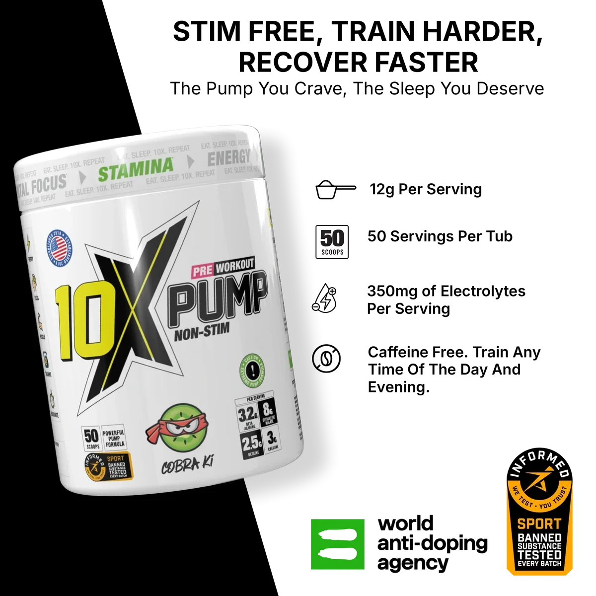 10x Athletics Pre-Workout 600 Gram 12g Per Scoop, 50 Servings