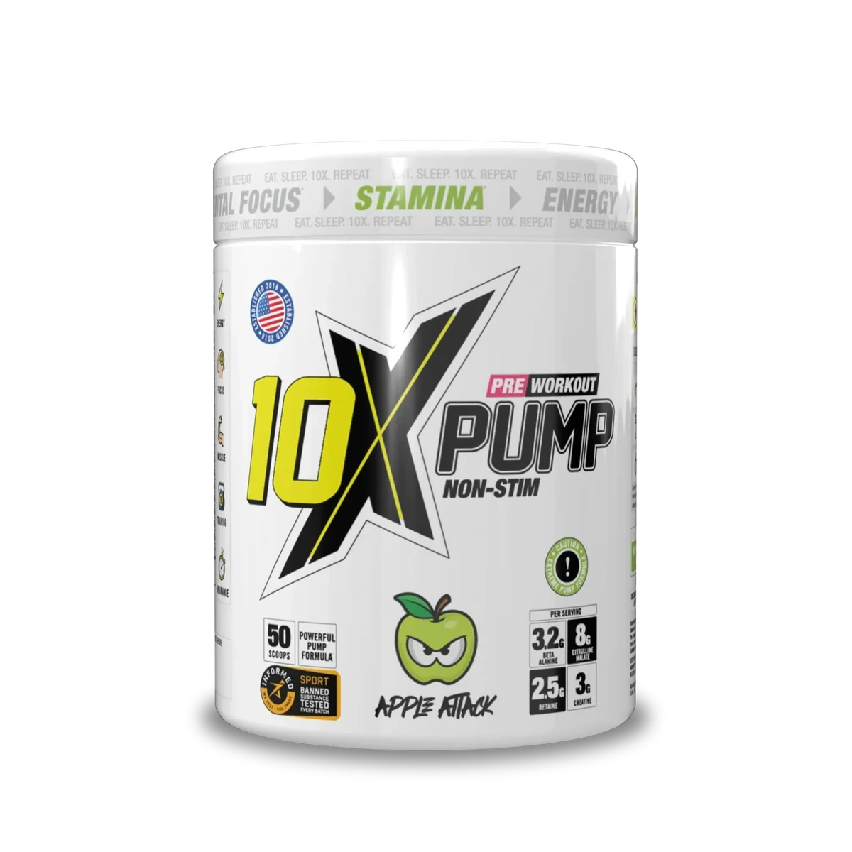 10x Athletics Pre-Workout 600 Gram 12g Per Scoop, 50 Servings