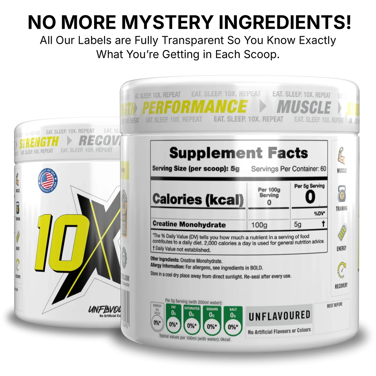 10X Cre - Micronised Creatine Monohydrate 300 gram 60 serving