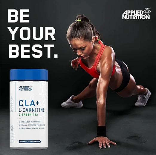Applied Nutrition CLA + L-Carnitine & Green Tea - Fat Burner for Weight Loss, Energy & Metabolism Support (100 Capsules / 50 Servings)