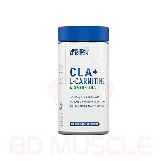 Applied Nutrition CLA + L-Carnitine & Green Tea - Fat Burner for Weight Loss, Energy & Metabolism Support (100 Capsules / 50 Servings)