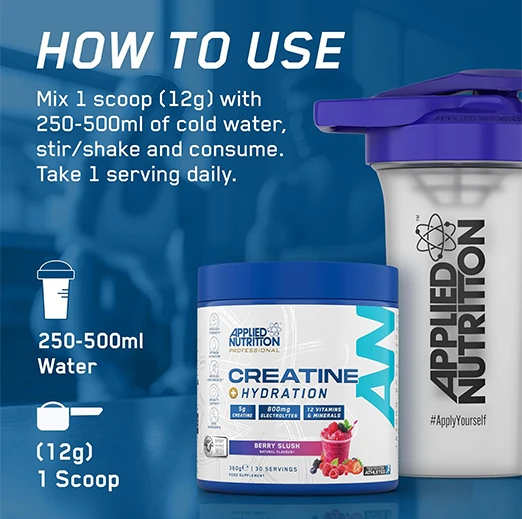 Applied Nutrition Creatine + Hydration Powder | Electrolytes & Vitamins for Muscle Recovery & Performance| 360g | 30 Servings