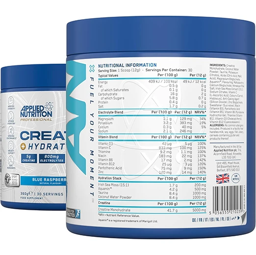 Applied Nutrition Creatine + Hydration Powder | Electrolytes & Vitamins for Muscle Recovery & Performance| 360g | 30 Servings