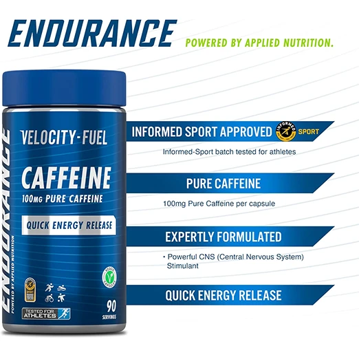 Applied nutrition Endurance Caffeine Capsules 100mg Per Vapsule 90 Capsule