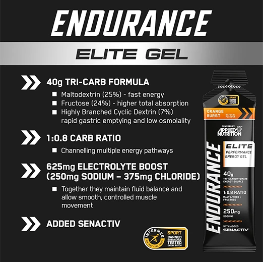 Applied Nutrition Endurance Elite Energy Gel - 40g Tri-Carb Fuel 60 ml 1 pack