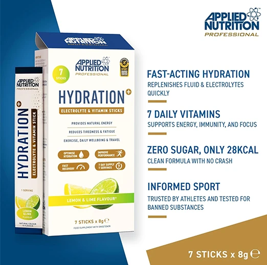 Applied Nutrition Hydration+ Electrolyte & Vitamin Powder Stick Pack 8G * 7 Sticks