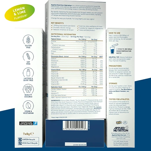 Applied Nutrition Hydration+ Electrolyte & Vitamin Powder Stick Pack 8G * 7 Sticks
