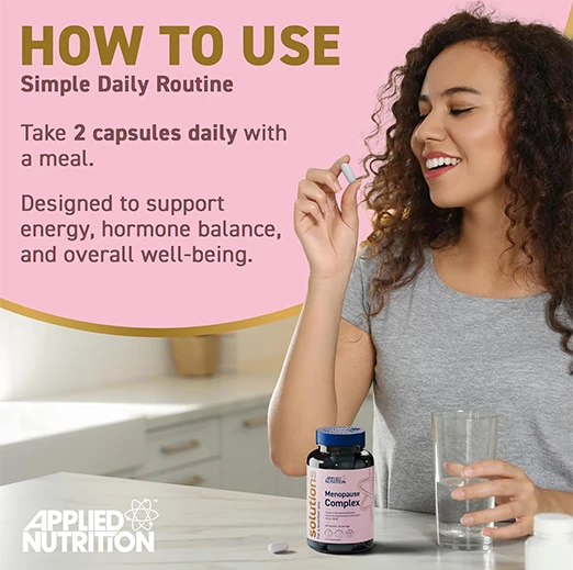 Applied Nutrition Menopause Complex Solutions Enhances Hormonal Balance - (60 Capsules – 30 Servings)