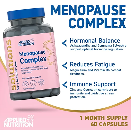 Applied Nutrition Menopause Complex Solutions Enhances Hormonal Balance - (60 Capsules – 30 Servings)