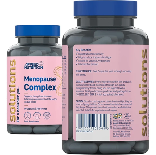 Applied Nutrition Menopause Complex Solutions Enhances Hormonal Balance - (60 Capsules – 30 Servings)