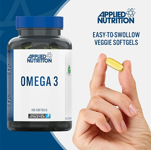 Applied Nutrition Omega 3 with Vitamin E - 1000mg Fish Oil,100 Softgels , 100 Servings