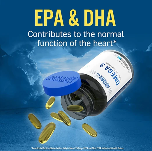 Applied Nutrition Omega 3 with Vitamin E - 1000mg Fish Oil,100 Softgels , 100 Servings