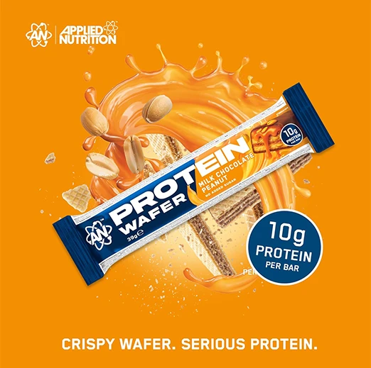 Applied Nutrition Protein Wafer Bar – High Protein Wafer Snack with 10g Protein Per Bar Milk Chocolate Coated Light Crispy Texture (39g Bar)*12