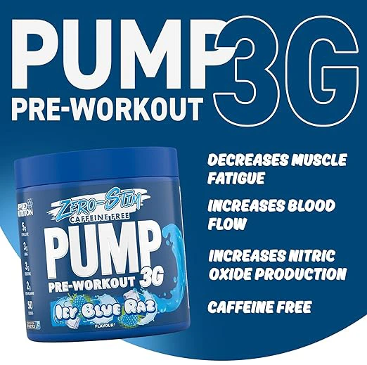 Applied Nutrition Pump Zero Pre Workout - Zero Stim, Caffeine Free, Energy & Performance (375g - 25 Servings)