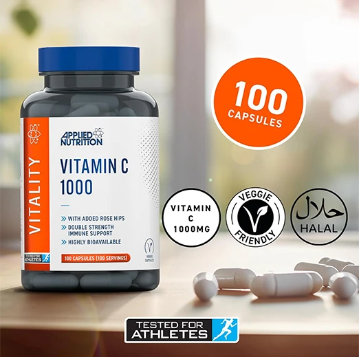 Applied Nutrition Vitamin C Vitality 1000mg, 100 Capsules, Added Rose Hips