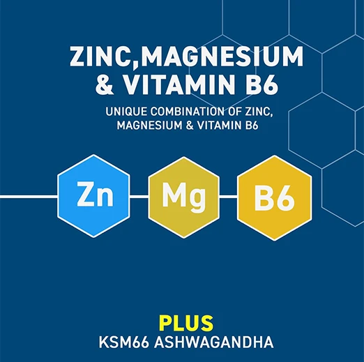 Applied Nutrition Zinc, Magnesium & Vitamin B6 with Ashwagandha Capsules 90 Capsules (30 Servings)