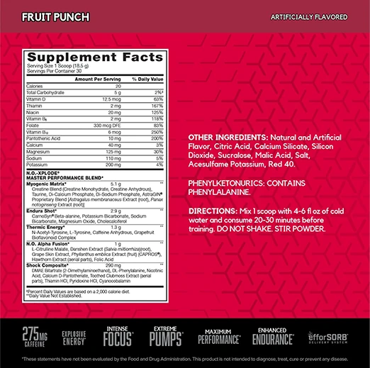 BSN N.O.-XPLODE Pre Workout Powder 30 Servings