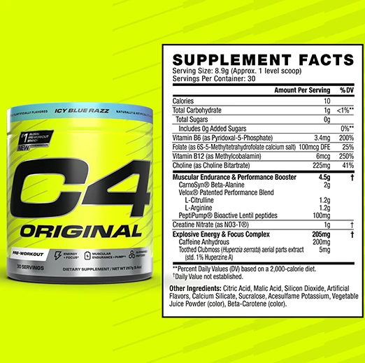 C4 Original Pre Workout 50 Serving  With 200 Mg Caffeine
