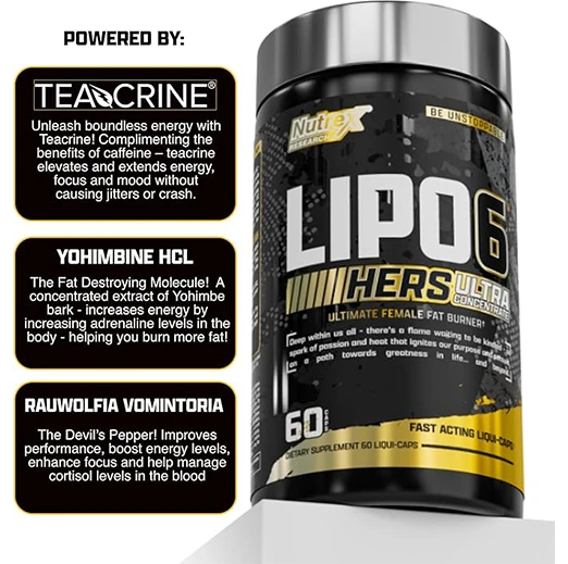 Lipo-6 Black Hers Ultra Concentrate | Weight Loss + Hair, Skin, & Nails Support | 60 Diet Pills