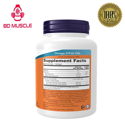 Now Foods Supplement Omega 3 180 EPA /120 DHA (1000 Mg) 200 Softgel