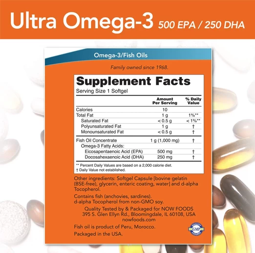 Now Foods Supplement Omega 3 180 EPA /120 DHA (1000 Mg) 200 Softgel