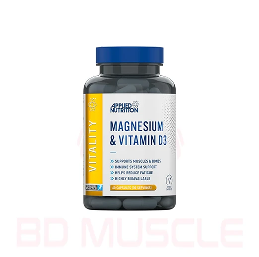 Applied Nutrition – Magnesium & Vitamin D3 – Tri-Magnesium Blend (60 Capsules – 30 Servings)